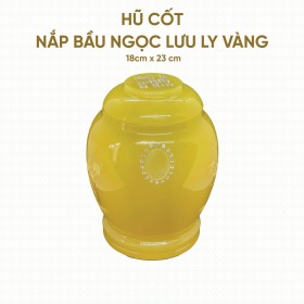 Hũ Cốt Ngọc Lưu Ly Vàng Nắp Bầu 18cm x 23cm – HP-07