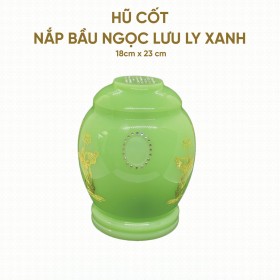 Hũ Cốt Ngọc Lưu Ly Xanh Nắp Bầu 18cm x 23cm – HP-08