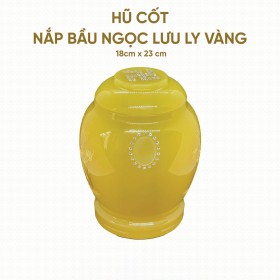 Hũ Cốt Ngọc Lưu Ly Vàng Nắp Bầu 18cm x 23cm – HP-09