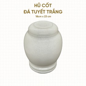 Hũ cốt đá tuyết trắng (Không khắc hoa văn) 18cm x 23cm – HP-13