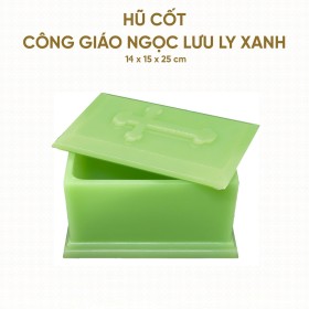 Hũ Cốt Công Giáo Ngọc Lưu Ly Xanh14cm x 15cm x 25cm - HP-18