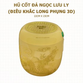 Hũ Cốt Đá Ngọc Lưu Ly (Điêu Khắc Long Phụng 3D) 22cm x 23cm - HP-22