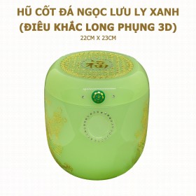 Hũ Cốt Đá Ngọc Lưu Ly Xanh (Điêu Khắc Long Phụng 3D) 22cm x 23cm - HP-23