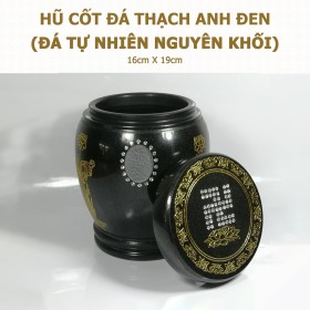 Hũ Cốt Đá Thạch Anh Đen (Đá Tự Nhiên Nguyên Khối) 16cm x 19cm - HP-26