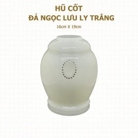 Hũ Cốt Đá Ngọc Lưu Ly Trắng (Nguyên Khối) 16cm x 19cm - HP-29