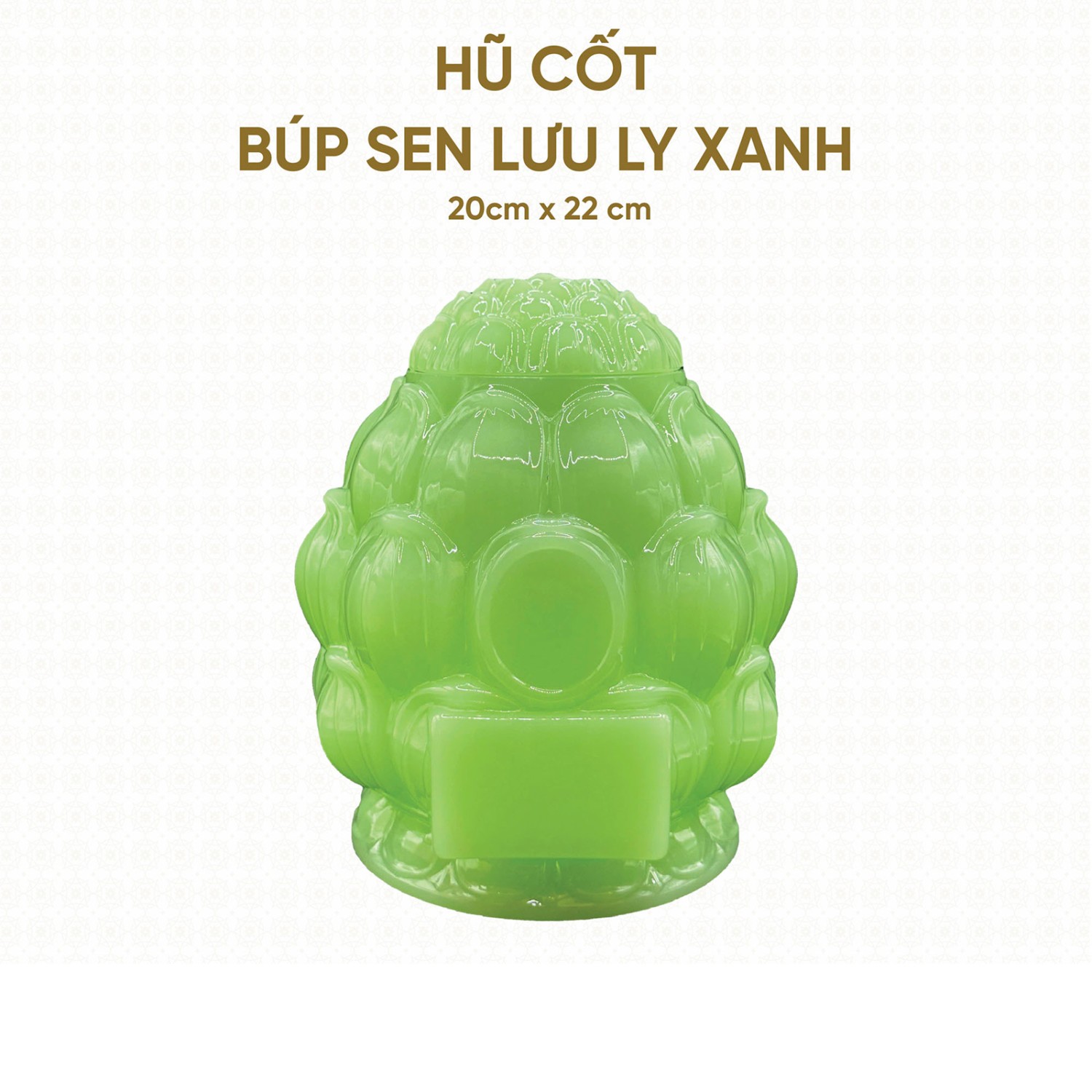 Hũ Cốt Búp Sen Ngọc Lưu Ly Xanh - Kích thước: 20cm x 22cm – HP-02