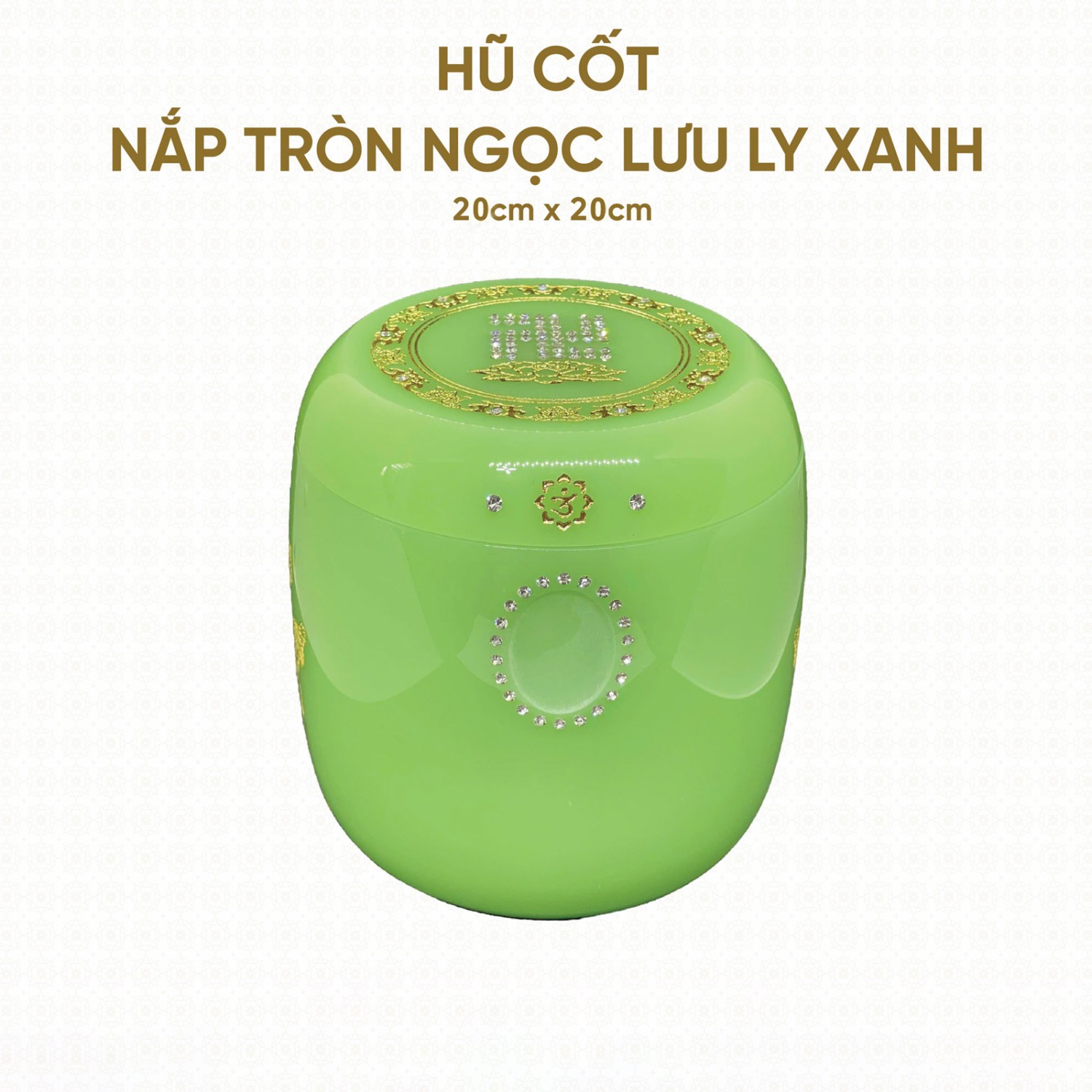Hũ Cốt Ngọc Lưu Ly Xanh Nắp Tròn 20cm x 20cm – HP-15