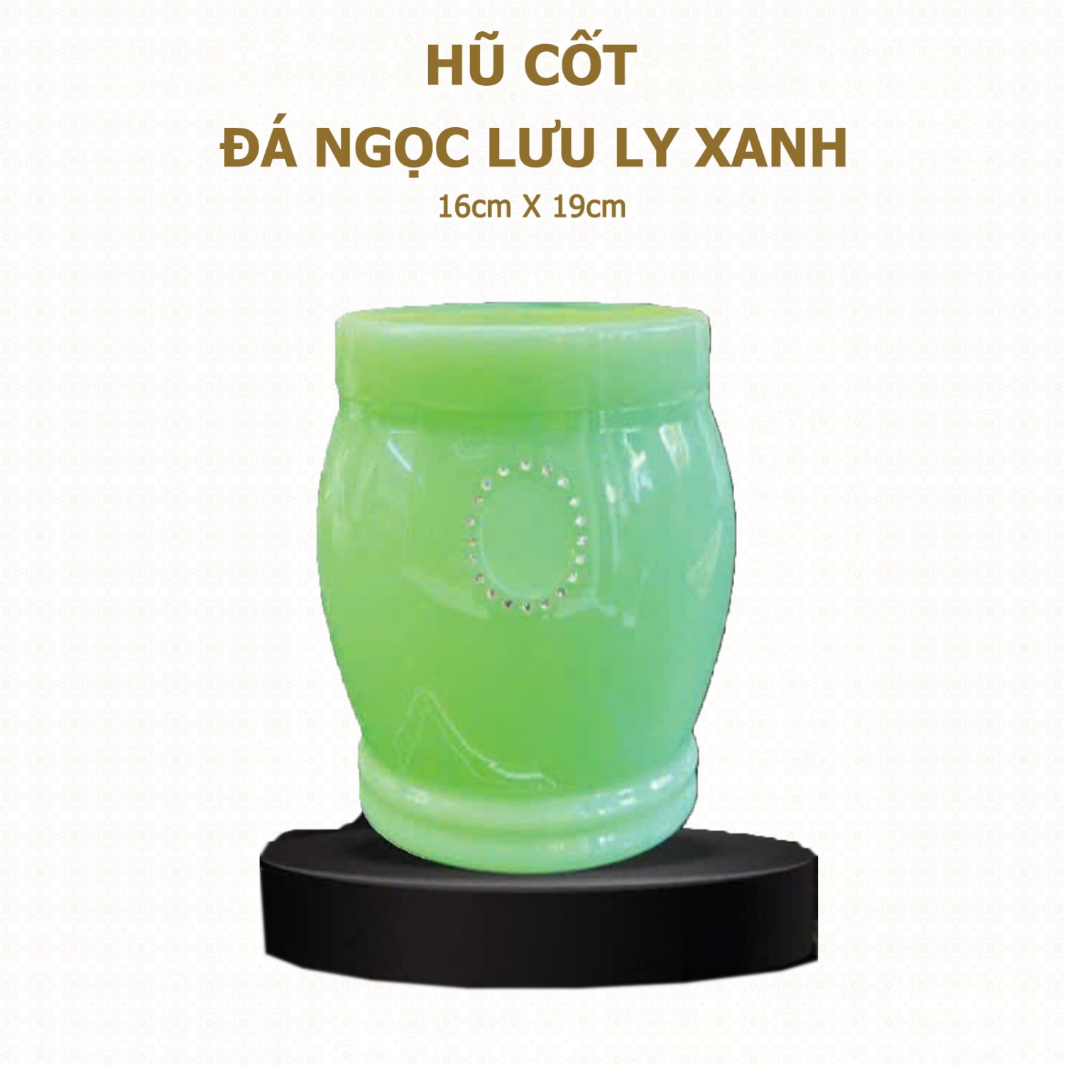 Hũ Cốt Đá Ngọc Lưu Ly Xanh (Nguyên Khối) 16cm x 19cm - HP-28