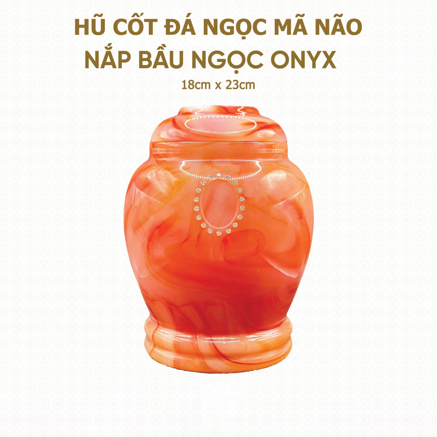 Hũ Cốt Đá Ngọc Mã Não Onyx Nắp Bầu 18cm x 23cm - HP-34